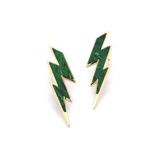 "FULMINI" - ORO GIALLO 18KT/MALACHITE