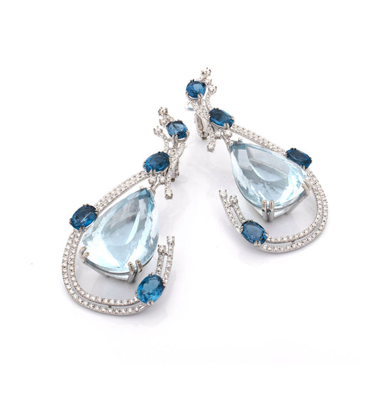 "CIGNI BLU" ORO BIANCO 18KT - ACQUAMARINA