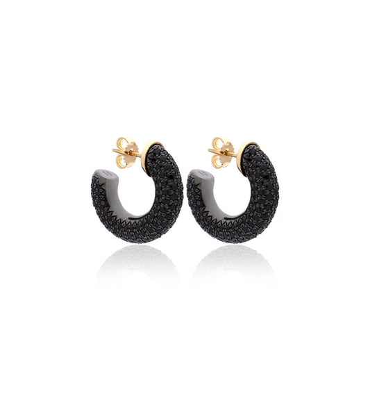 BARBARELLA COLLECTION EARRINGS - 18KT GOLD - BLACK SAPPHIRES