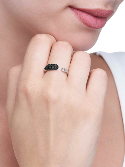 ANELLO COLLEZIONE GOCCE DIAMANTI NERI - 18KT ORO BIANCO - PICCOLO