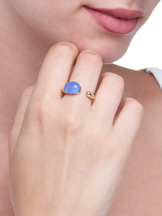 COLLEZIONE GOCCIOLINE ANELLO - AGATA BLU
