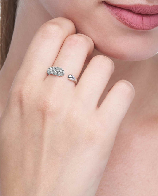 ANELLO COLLEZIONE GOCCE DIAMANI BIANCHI - 18KT ORO BIANCO - PICCOLO
