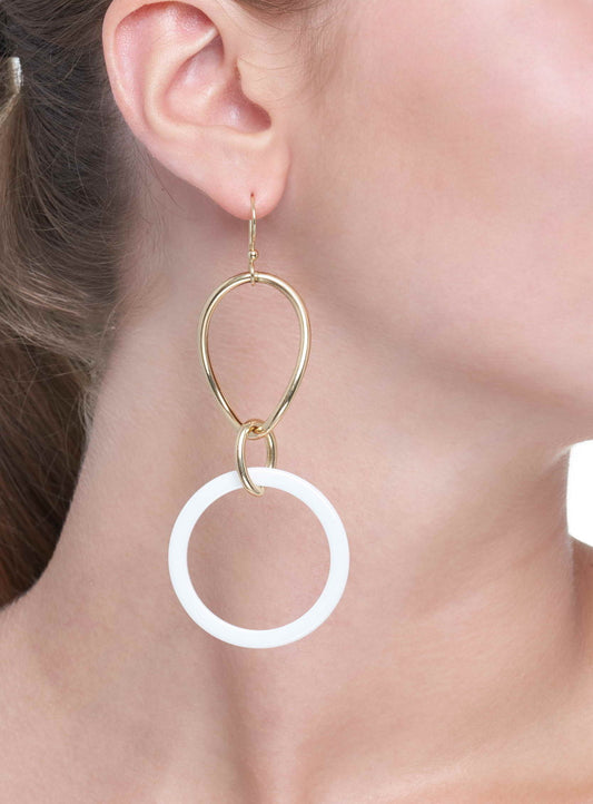 STELLA COLLECTION - 18KT GOLD - WHITE AGATE LINKS LARGE