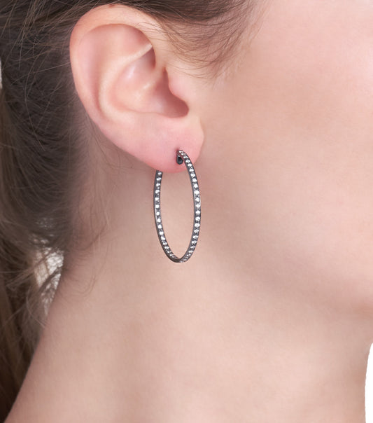 BARBARELLA COLLECTION 18KT BLACK GOLD AND DIAMONDS EARRINGS