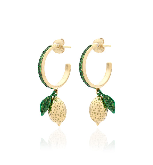 "LOVE LEMONS" - ORO 18KT - TSAVORITI - ORECCHINI