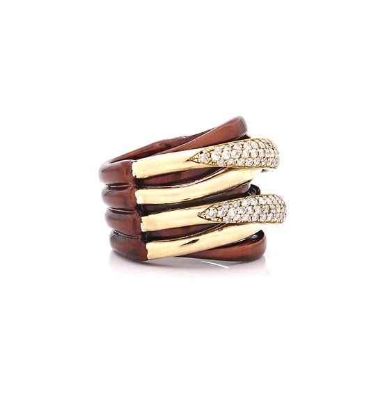 "LIZZY" - ORO 18KT - DIAMANTI BIANCHI - MARRONE