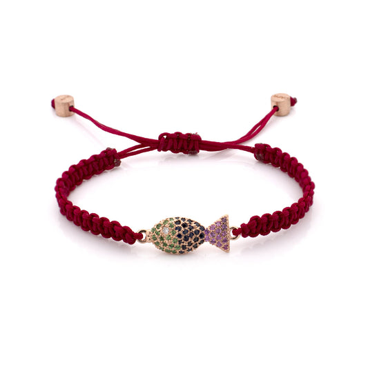 "PESCIOLINI" - ARGENTO - ZAFFIRI ROSA/BLUE E TSAVORITE  - BRACCIALE