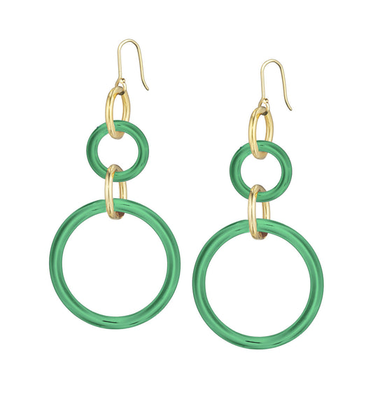 STELLA COLLECTION - 18KT GOLD - LARGE AND SMALL GREEN AGATE LINKS