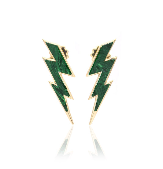 "FULMINI" - ORO GIALLO 18KT/MALACHITE
