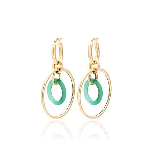 "ORBITE" - ORO GIALLO 18KT - LINKS IN AGATA VERDE