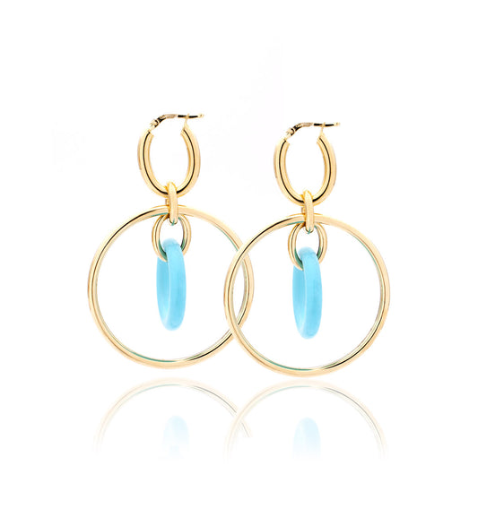 "ORBITE" - ORO GIALLO 18KT - LINKS IN TURCHESE
