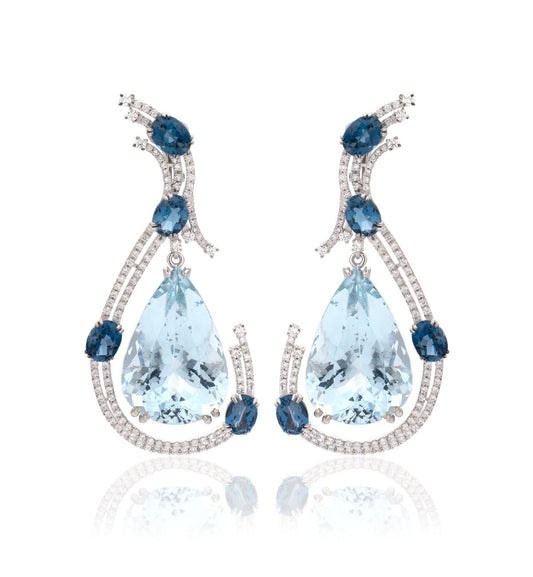 "CIGNI BLU" ORO BIANCO 18KT - ACQUAMARINA