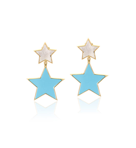 "STELLINA" - ORO GIALLO 18KT/TURCHESE E MADREPERLA