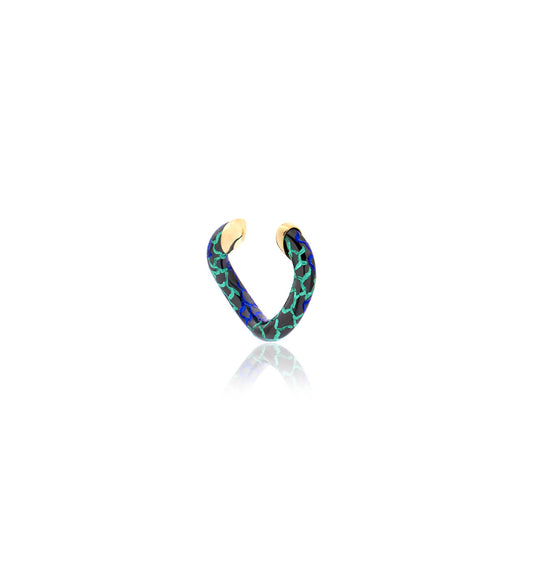 "MARJ" - EAR CUFFS - 18KT GOLD - STERLING SILVER - MACULATED - BLUE/GREEN