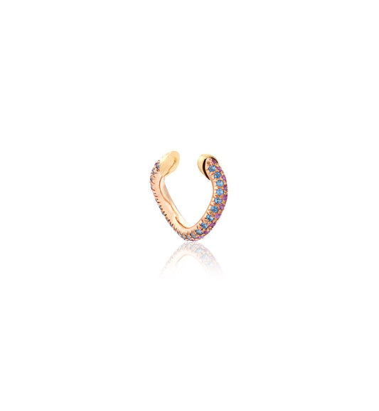"MARJ" - EAR CUFFS - 18KT GOLD - TOPAZ - PINK SAPPHIRES