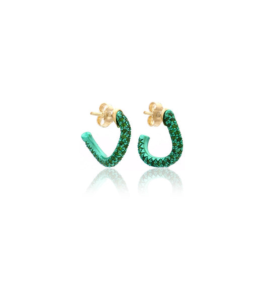 WAVE COLLECTION EARRINGS - 18KT GOLD - TSAVORITE