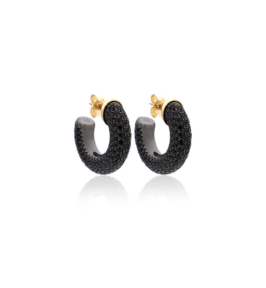 BARBARELLA COLLECTION EARRINGS - 18KT GOLD - BLACK SAPPHIRES