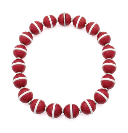 "HANNA" - 18KT WHITE GOLD - WHITE AND RED AGATE