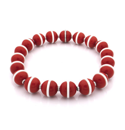 "HANNA" - 18KT WHITE GOLD - WHITE AND RED AGATE
