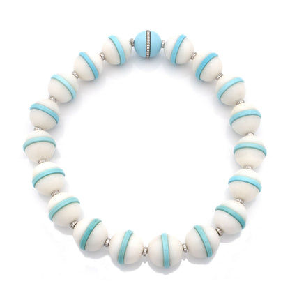 "HANNA" - 18KT WHITE GOLD - WHITE ONYX AND TURQUOISE