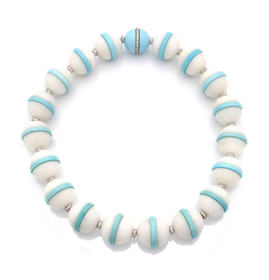 "HANNA" - 18KT WHITE GOLD - WHITE ONYX AND TURQUOISE