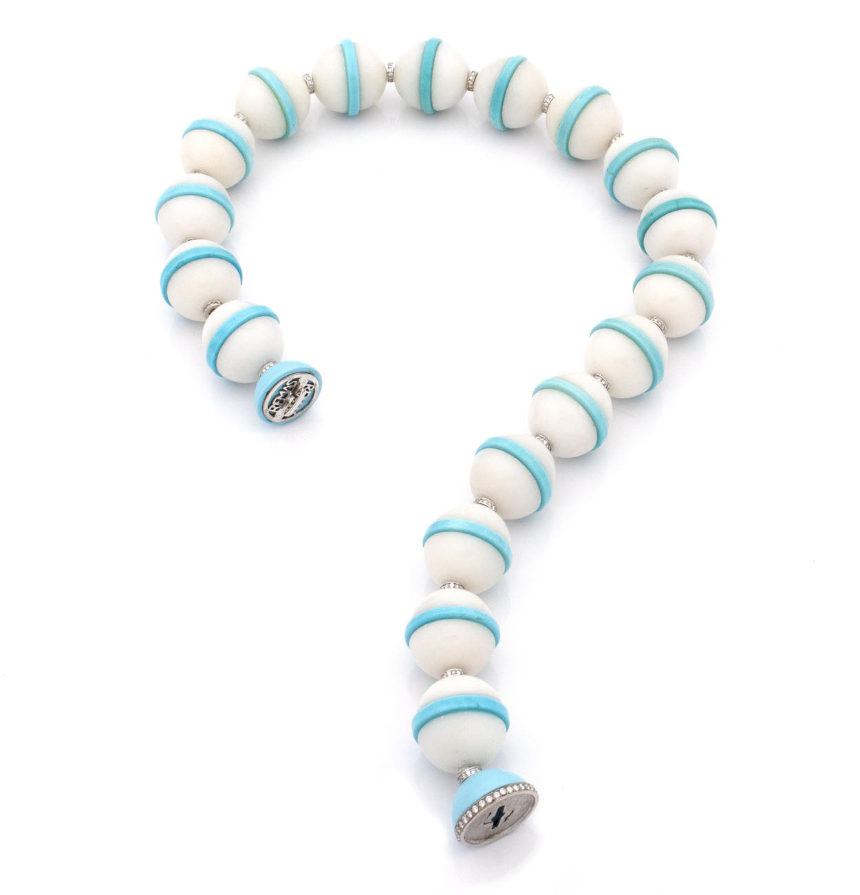 "HANNA" - 18KT WHITE GOLD - WHITE ONYX AND TURQUOISE