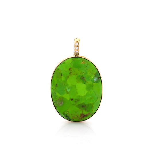 ORO GIALLO 18KT - TURCHESE VERDE - PENDENTE
