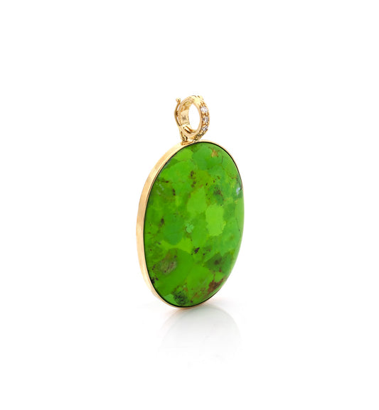 ORO GIALLO 18KT - TURCHESE VERDE - PENDENTE
