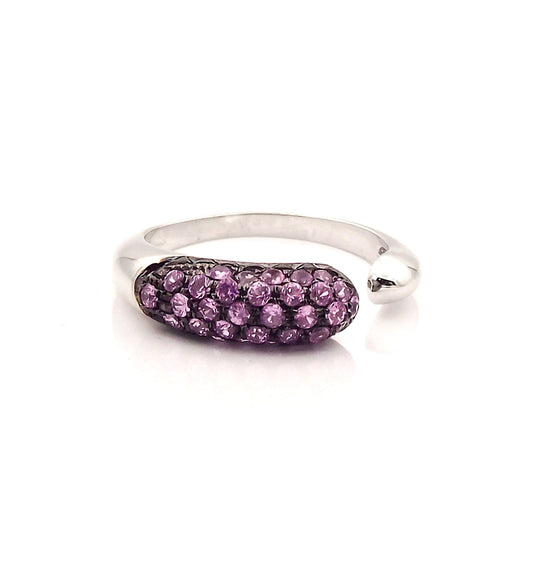 ANELLO ZAFFIRI ROSA COLLEZIONE GOCCE - ORO BIANCO 18KT - PICCOLO