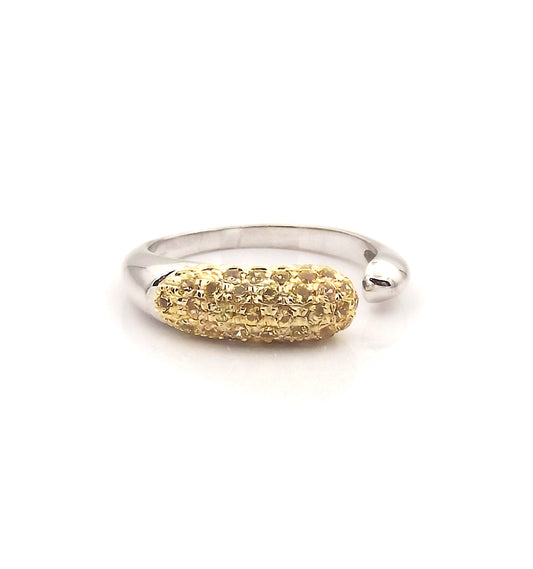 Collezione GOCCE Anello di zaffiri gialli - oro bianco 18kt