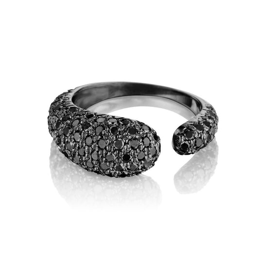 ANELLO COLLEZIONE GOCCE DIAMANTI NERI - ORO RODIATO NERO