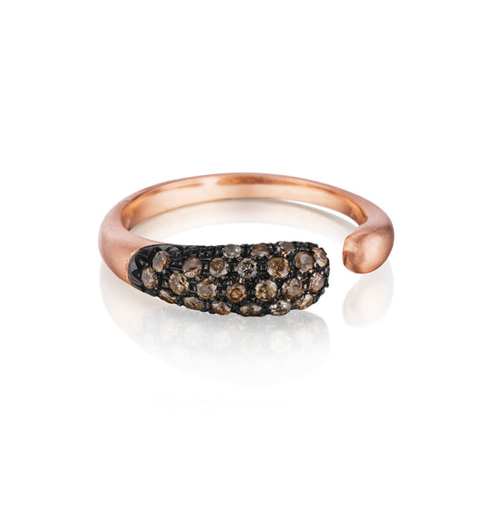 ANELLO COLLEZIONE GOCCE DIAMANTI MARRONI  - ORO 18KT ROSA OPACO - PICCOLO