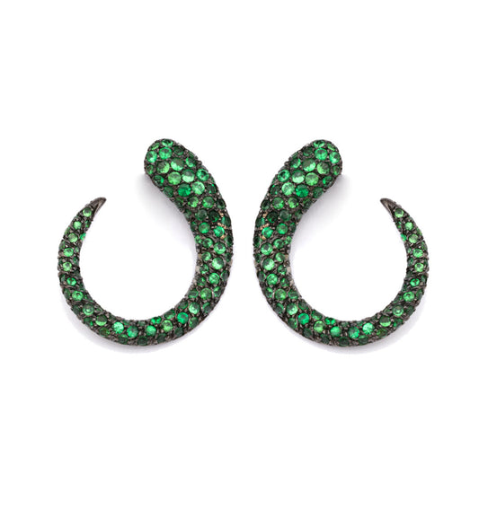 GOCCE COLLECTION TSAVORITE EARRINGS - BLACK RHODIUM