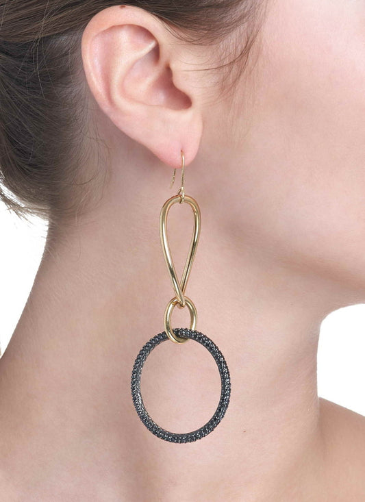 STELLA COLLECTION 18KT GOLD EARRINGS - BLACK DIAMONDS