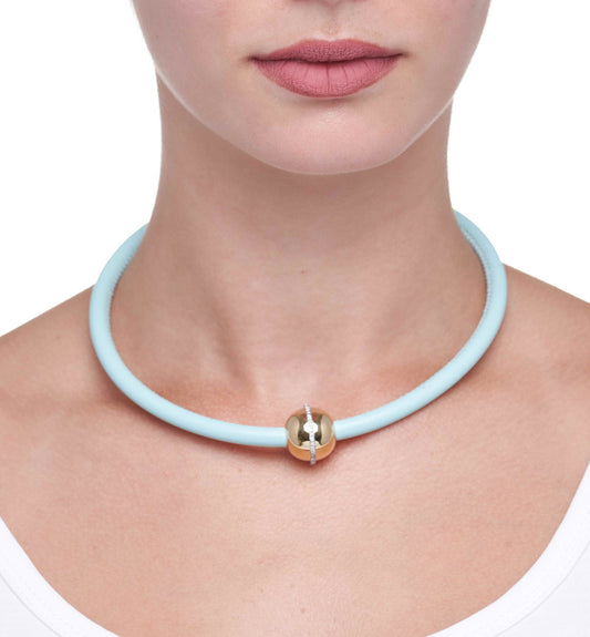 "MARCELLA" - BARBARELLA COLLECTION NECKLACE - AZZURRE LEATHER
