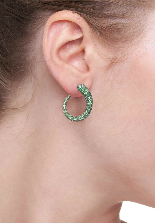 GOCCE COLLECTION TSAVORITE EARRINGS - BLACK RHODIUM