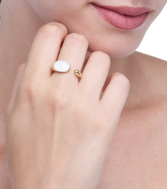 ANELLO COLLEZIONE GOCCIOLINE - AGATA BIANCA