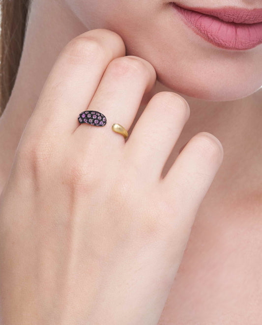 ANELLO COLLEZIONE GOCCE ZAFFIRI ROSA  - ORO 18KT - PICCOLO