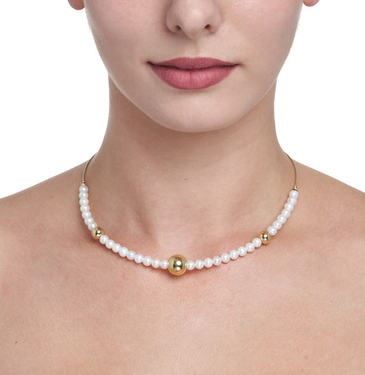 BARBARELLA COLLECTION SEMI-RIGID NECKLACE - 6mm PEARL