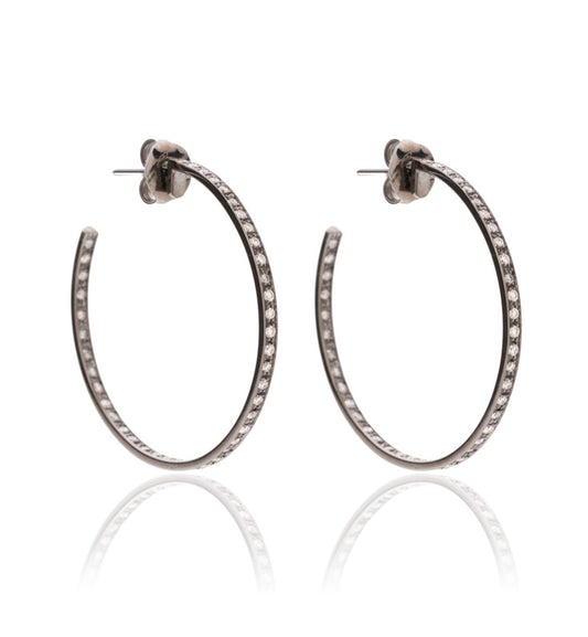 BARBARELLA COLLECTION 18KT BLACK GOLD AND DIAMONDS EARRINGS