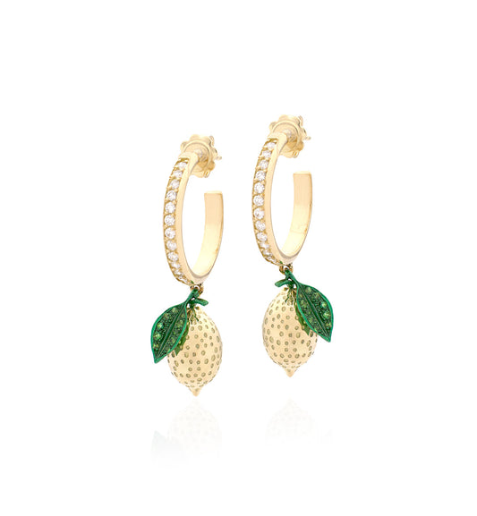 "LOVE LEMONS" - ORO 18KT - DIAMANTI BIANCHI - ORECCHINI