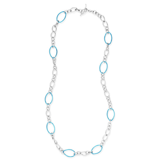 STELLA COLLECTION STERLING SILVER NECKLACE - AQUA BLUE
