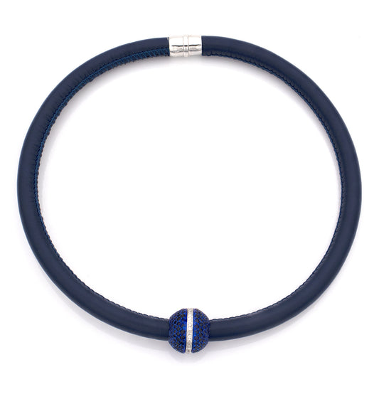 "MARCELLA" - COLLANA COLLEZIONE BARBARELLA IN PELLE BLU - BLU