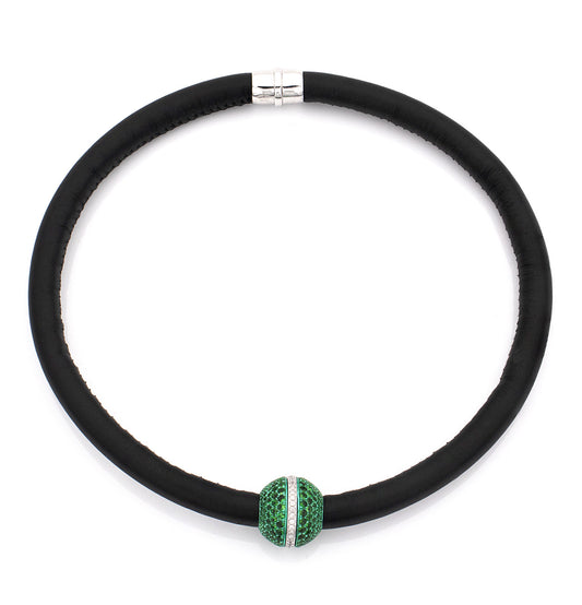 "MARCELLA" - COLLANA COLLEZIONE BARBARELLA IN PELLE NERA - VERDE