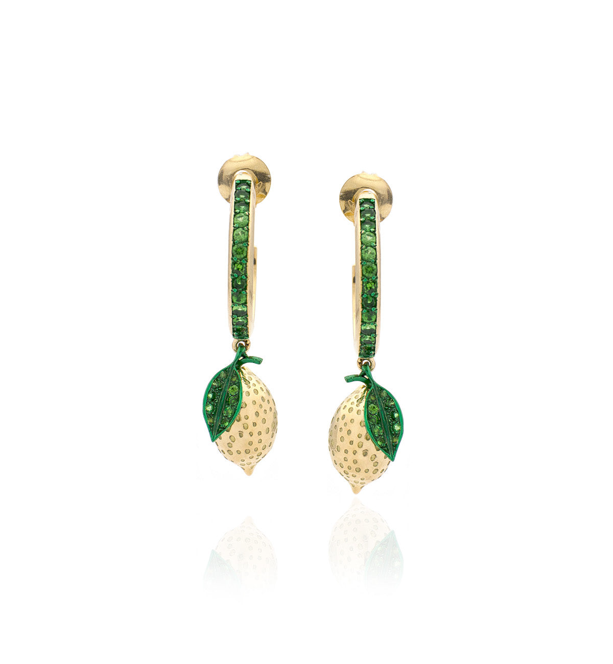 "LOVE LEMONS" - 18KT GOLD - TSAVORITES -  EARRINGS