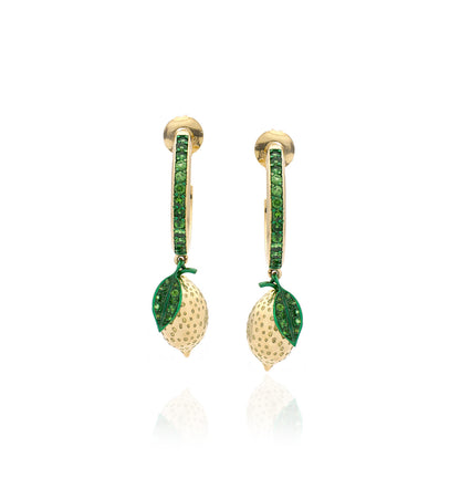 "LOVE LEMONS" - 18KT GOLD - TSAVORITES -  EARRINGS