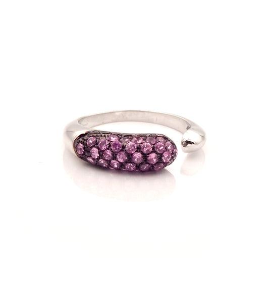 ANELLO ZAFFIRI ROSA COLLEZIONE GOCCE - ORO BIANCO 18KT - PICCOLO